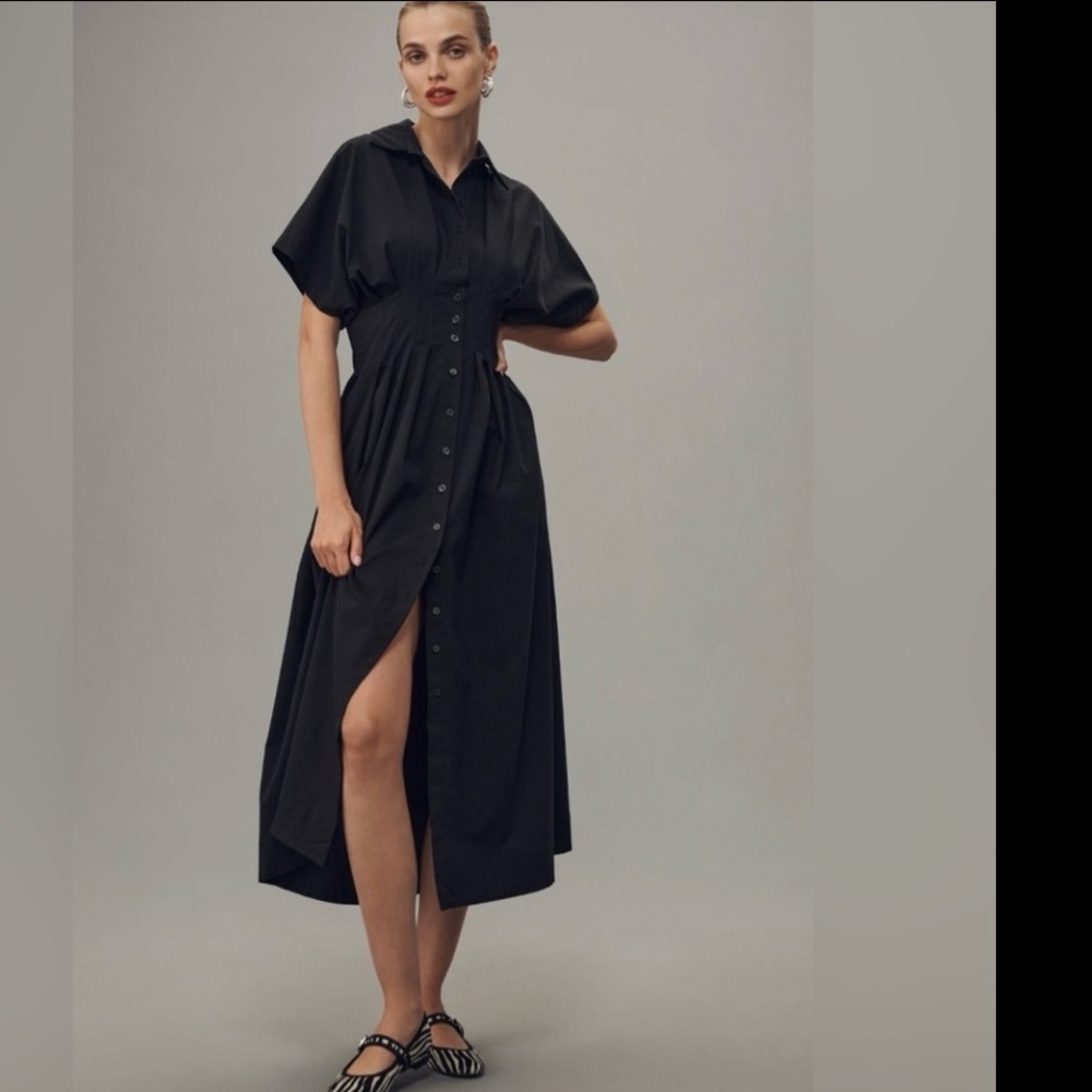 Anthropologie x Exquise The Tobie Button-Front Pleated Shirt Dress Size S NWT